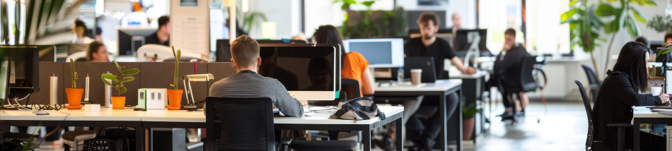 Equipe trabalhando de forma integrada em uma operação de e-commerce, conectando marketing, tecnologia e gestão.