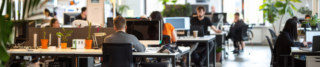 Equipe trabalhando de forma integrada em uma operação de e-commerce, conectando marketing, tecnologia e gestão.